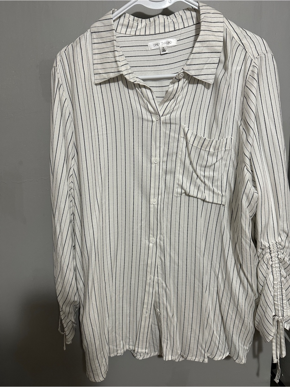 Women’s Daily Thread Black and White Pin Stripe Shirt 1X